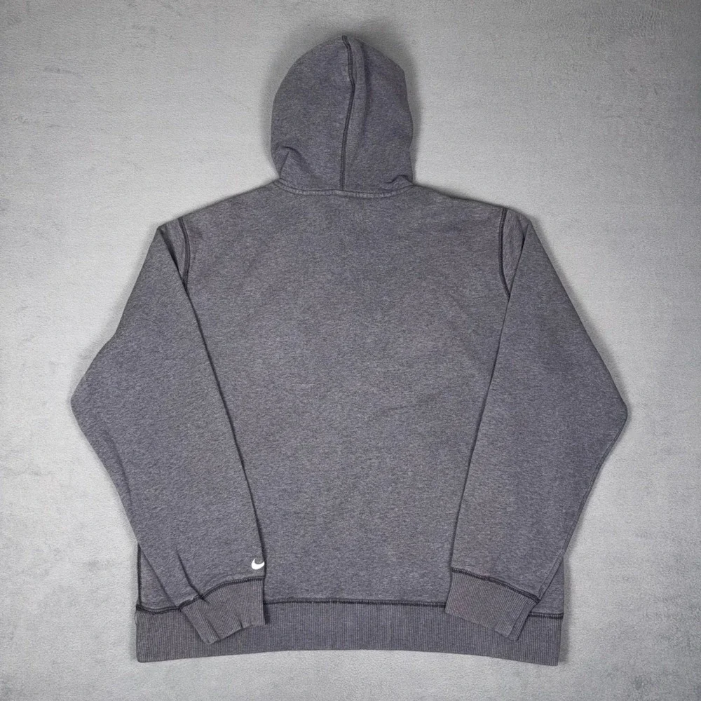 Y2K‎ Nike Spellout Embroidered Arc Logo Hoodie Heather Gray Pullover Mens XL